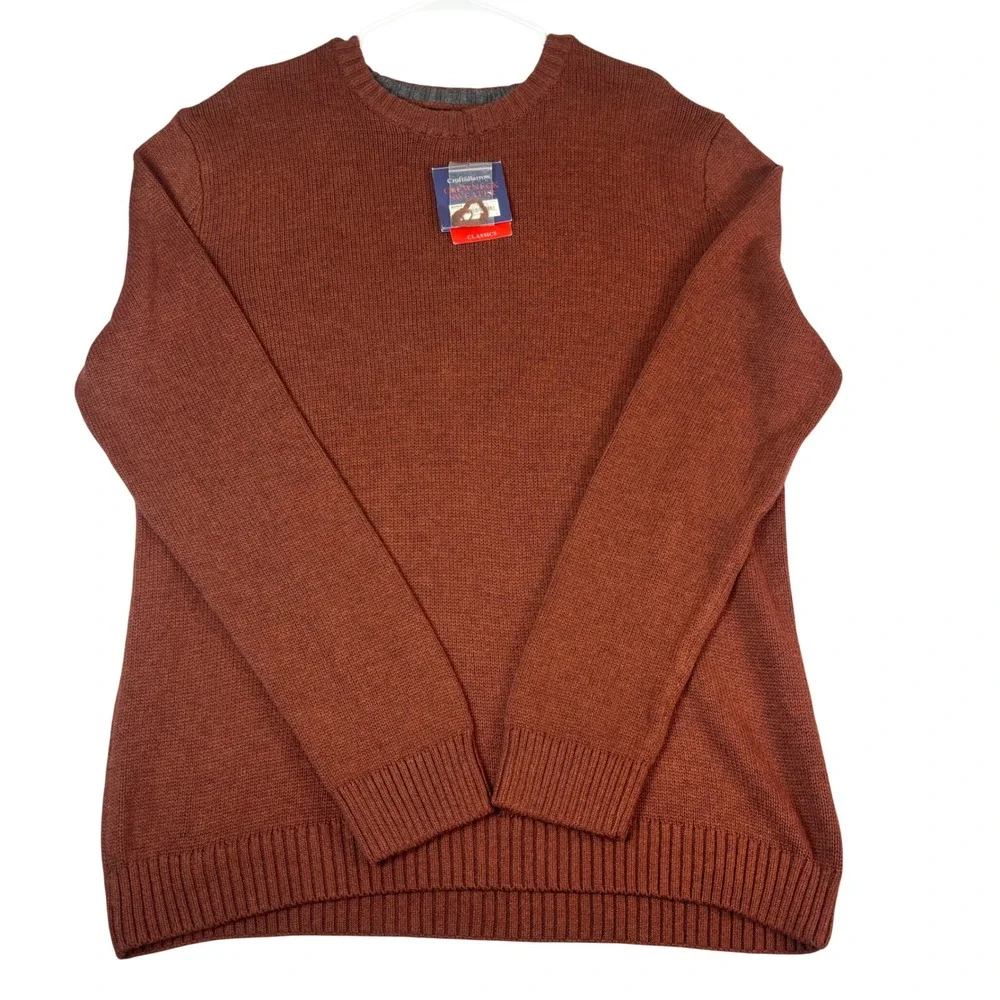 Croft & Barrow Mens‎ XXL Brick Heather Crewneck Sweater CBT34100 Rust Orange NWT
